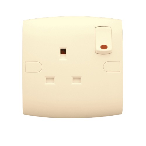 Electrical Switch Socket 2 Way LED 13 Amp 7x7 cm Beige ALF Classic | Al Fanar